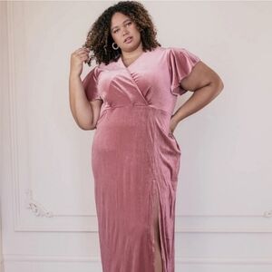 JessaKae Everly Dress, Light Pink, Velvet, Size 3XL